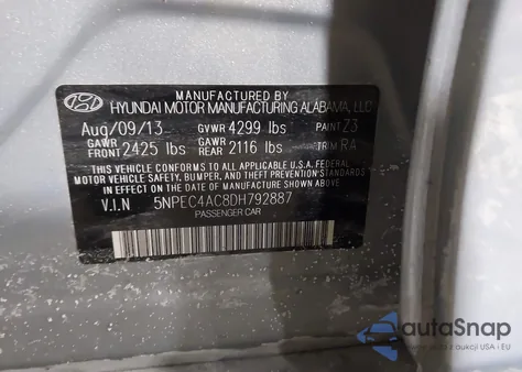 2013 Hyundai Sonata Limited из США, поврежденный, VIN 5NPEC4AC8DH792887